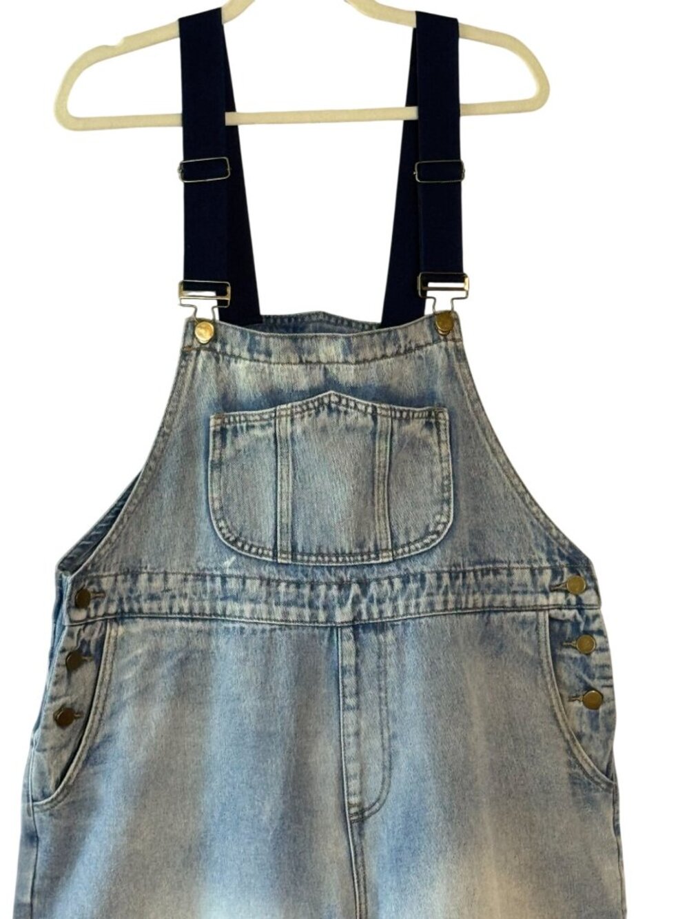 Cider Denim Overalls Women's Size 0XL Light Wash Wide Leg Cargo Pocket Bib - Picture 2 of 12